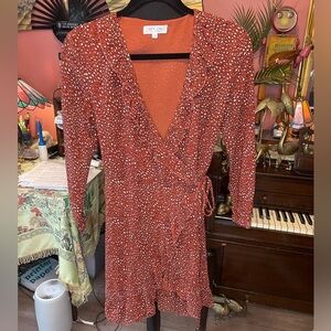 WYLDR Revolve Wicked Games Animal Print Ruffle Wrap Dress. Size small $128